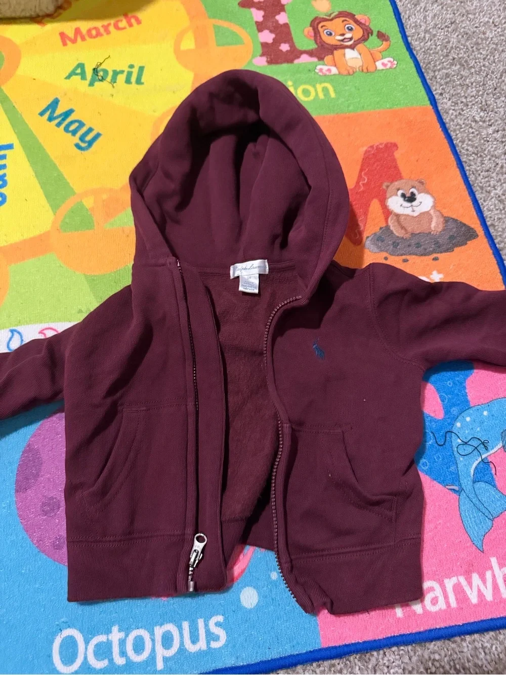 Ralph Lauren Toddler Hooded Zip Sweatshirt - Maroon